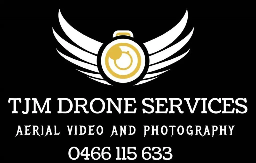 TJM Drone Services logo promoting drone photography and video